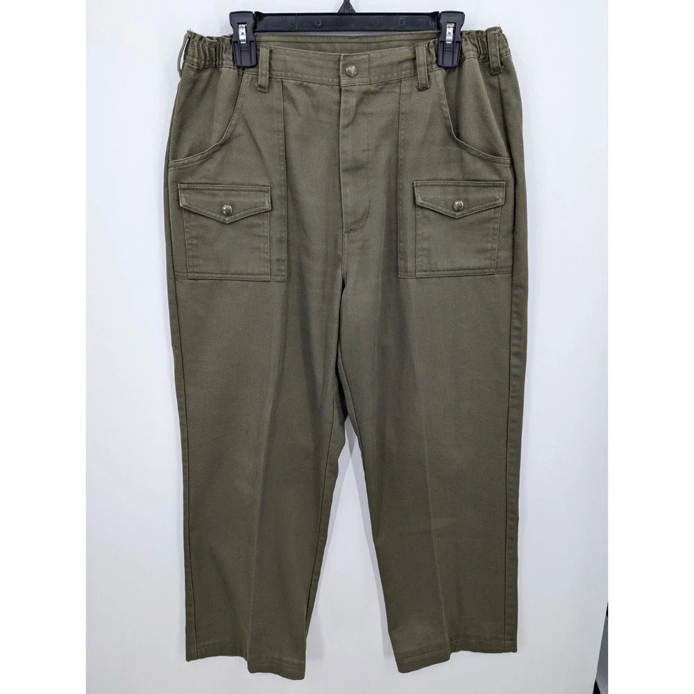 Vtg Boy Scouts of America Cargo Pants Men's 36 x 28, Green 6 Pocket Elastic